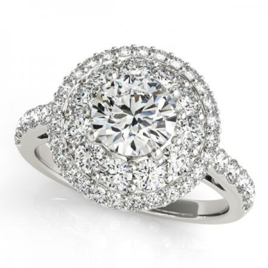 CERTIFIED PLATINUM 1.34 CT G-H/VS-SI1 DIAMOND HALO ENGAGEMENT RING