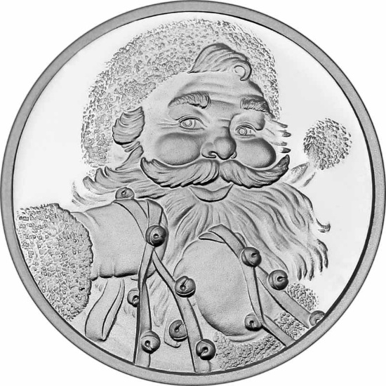 Christmas 2017 Silver Round X-9 Santa Face