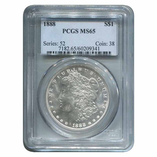 Certified Morgan Silver Dollar 1888 MS65 PCGS