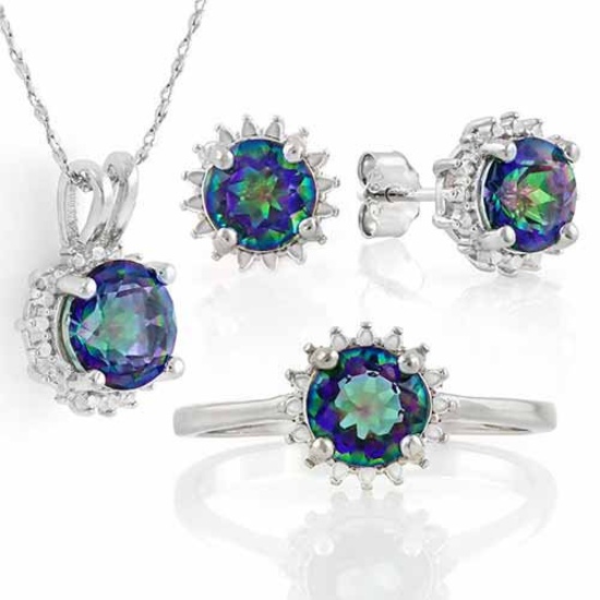 3.80 CARAT OCEAN MYSTIC GEMSTONE 925 STERLING SILVER SET