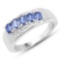 1.12 Carat Genuine Kyanite and White Topaz .925 Sterling Silver Ring