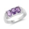 1.69 Carat Genuine Amethyst and White Topaz .925 Sterling Silver Ring