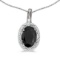 Certified 14k White Gold Oval Onyx And Diamond Pendant