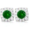 2 2/5 CARAT CREATED EMERALD & 1/4 CARAT (26 PCS) FLAWLESS CREATED DIAMOND 925 STERLING SILVER EARRIN