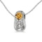 Certified 10k White Gold Round Citrine Baby Bootie Pendant