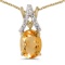 Certified 14k Yellow Gold Oval Citrine And Diamond Pendant