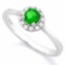 1/2 CARAT CREATED EMERALD & (12 PCS) FLAWLESS CREATED DIAMOND 925 STERLING SILVER HALO RING