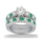 Antique Diamond and Emerald Bridal Set 14k White Gold (2.55ct)