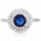 1 1/3 CARAT CREATED BLUE SAPPHIRE & 1/2 CARAT (47 PCS) FLAWLESS CREATED DIAMOND 925 STERLING SILVER