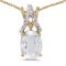 Certified 14k Yellow Gold Oval White Topaz And Diamond Pendant