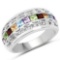 1.49 Carat Genuine Multi Stone .925 Sterling Silver Ring