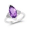 2.66 Carat Genuine Amethyst and White Topaz .925 Sterling Silver Ring