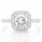 1 1/2 CARAT (37 PCS) FLAWLESS CREATED DIAMOND 925 STERLING SILVER HALO RING