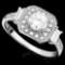 4/5 CARAT (26 PCS) FLAWLESS CREATED DIAMOND 925 STERLING SILVER HALO RING