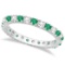 Diamond and Emerald Eternity Ring Stackable Band 14K White Gold (0.64ct)