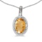 Certified 14k White Gold Oval Citrine And Diamond Pendant