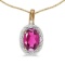 Certified 14k Yellow Gold Oval Pink Topaz And Diamond Pendant