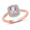 14K Rose Gold Plated 1.05 Carat Genuine Morganite and White Topaz .925 Sterling Silver Ring