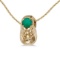 Certified 14k Yellow Gold Round Emerald Baby Bootie Pendant