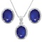 6.529 CARAT TW DYED GENUINE SAPPHIRE & GENUINE DIAMOND PLATINUM OVER 0.925 STERLING SILVER SET