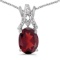 Certified 14k White Gold Oval Garnet And Diamond Pendant