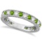 Diamond and Peridot Eternity Ring Band 14k White Gold (1.08ct)