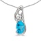 Certified 14k White Gold Oval Blue Topaz And Diamond Pendant