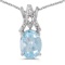 Certified 14k White Gold Oval Aquamarine And Diamond Pendant