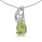 Certified 14k White Gold Oval Peridot And Diamond Pendant