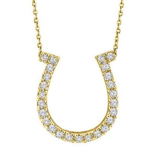 Diamond Horseshoe Pendant Necklace 14k Yellow Gold (0.26ct)