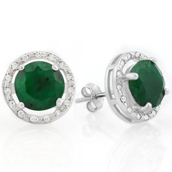 5 1/4 CARAT ENHANCED GENUINE EMERALD & 1/4 CARAT (40 PCS) CREATED WHITE SAPPHIRE 925 STERLING SILVER