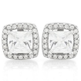 7 CARAT (42 PCS) FLAWLESS CREATED DIAMOND 925 STERLING SILVER EARRINGS