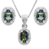 1 4/5 CARAT OCEAN MYSTIC GEMSTONE & DIAMOND 925 STERLING SILVER SET