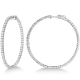 X-Large Round Diamond Hoop Earrings 14k White Gold (5.15ct)