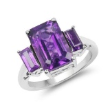 4.68 Carat Genuine Amethyst .925 Sterling Silver Ring