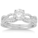 Infinity Twisted Diamond Ring Matching Bridal Set in platinum (0.84ct)