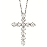 Diamond Cross Pendant Necklace in 14k White Gold (1.01ct)