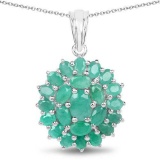 4.09 Carat Genuine Emerald .925 Sterling Silver Pendant