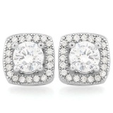 1 2/3 CARAT (50 PCS) FLAWLESS CREATED DIAMOND 925 STERLING SILVER EARRINGS