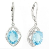 6 1/2 CARAT BABY SWISS BLUE TOPAZ 925 STERLING SILVER EARRINGS