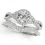 CERTIFIED 14KT WHITE GOLD 0.95 CT G-H/VS-SI1 DIAMOND BRIDAL SET