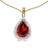 Certified 14k Yellow Gold Pear Garnet Pendant