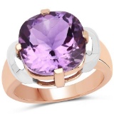 14K Rose Gold Plated 5.69 Carat Genuine Amethyst Brass Ring