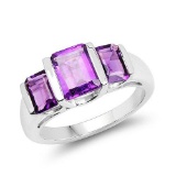 2.70 Carat Genuine Amethyst .925 Sterling Silver Ring