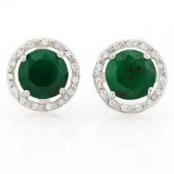 5 1/4 CARAT ENHANCED GENUINE EMERALD & 1/4 CARAT (40 PCS) CREATED WHITE SAPPHIRE 925 STERLING SILVER