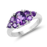 1.80 Carat Genuine Amethyst .925 Sterling Silver Ring