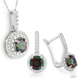 2 2/5 CARAT MYSTIC GEMSTONES & GENUINE DIAMONDS 925 STERLING SILVER