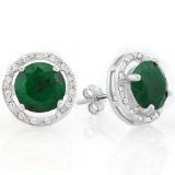 5 1/4 CARAT ENHANCED GENUINE EMERALD & 1/4 CARAT (40 PCS) CREATED WHITE SAPPHIRE 925 STERLING SILVER