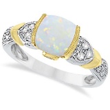 Tanzanite, Diamond and Opal Ring 14k Two-Tone Gold (1.10ct)