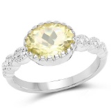 2.80 Carat Genuine Lemon Quartz .925 Sterling Silver Ring